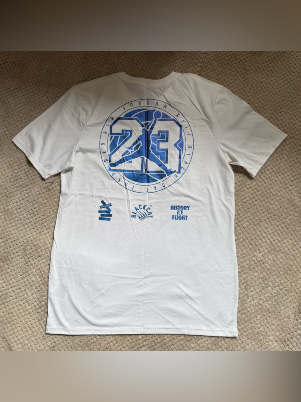 Jordan White Short Sleeve Tee with Blue 23 Jumpman Graphic